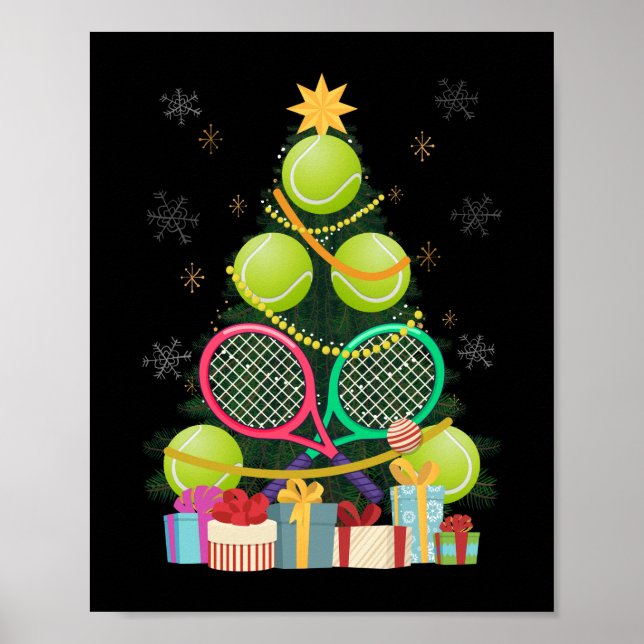 Poster Tennis Christmas Tree Joueur Tennis Coach (Devant)