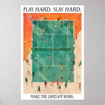 Tennis Court Art Print Play Hard Slay Hard