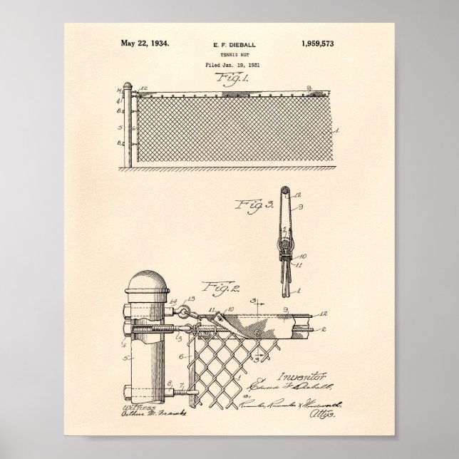 Poster Tennis Net 1934 Brevet Art Old Peper (Devant)