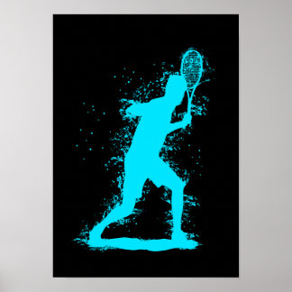 Poster Tennis Player - Abstract Watercolor Art