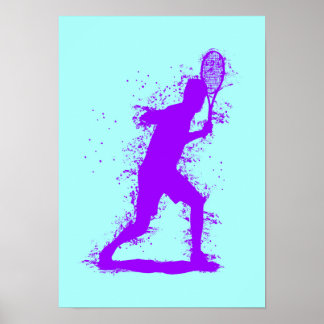 Poster Tennis Player - Abstract Watercolor Art