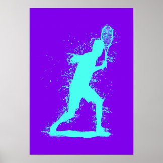 Poster Tennis Player - Abstract Watercolor Art