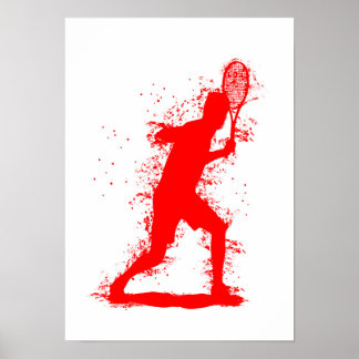 Poster Tennis Player - Abstract Watercolor Art