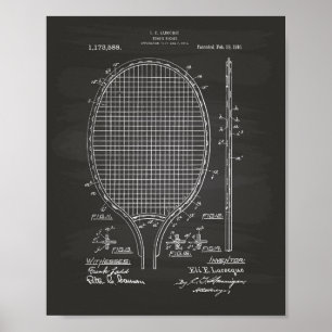 Poster Tennis racket 1916 Patent Art - Chalkboard