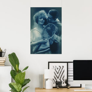 Poster Tennis sportif vintage, amour et romance