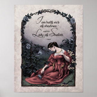 Poster Tennyson "Lady of Shalott" Art victorien 11x14