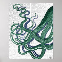 Tentacles de pieuvre vert et bleu