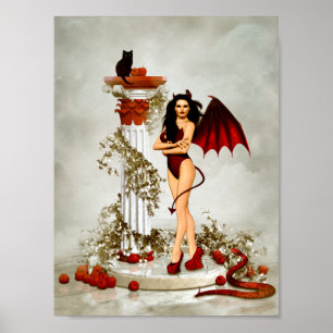 Poster Tentation de fille diabolique gothique