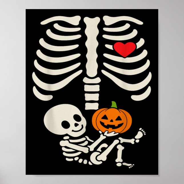 Poster Tenue de grossesse pour bébé squelette cœur Hallow (Devant)