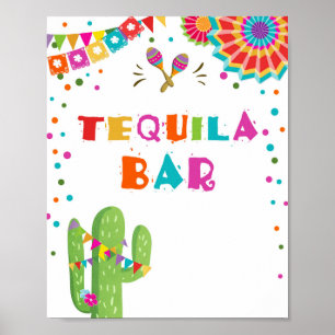 Poster Tequila Bar Fiesta Boissons Cactus Panneau de tabl