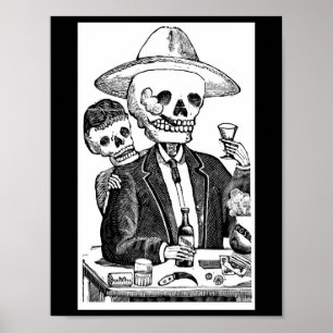 Poster Tequila et tabagisme potables squelettiques