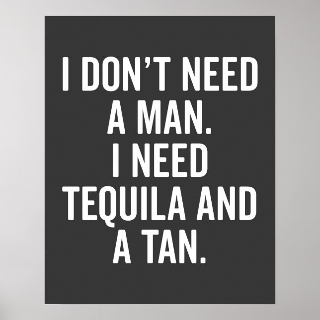 Poster Tequila Et Une Citation Tan Drôle (Devant)