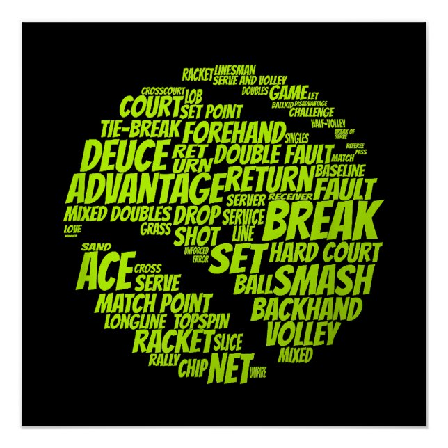 Poster Termes Tennis Joueur De Tennis Jouer Tennis Ball (Devant)