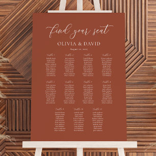 Poster Terracotta Boho Élégant 11 table Seating Chart