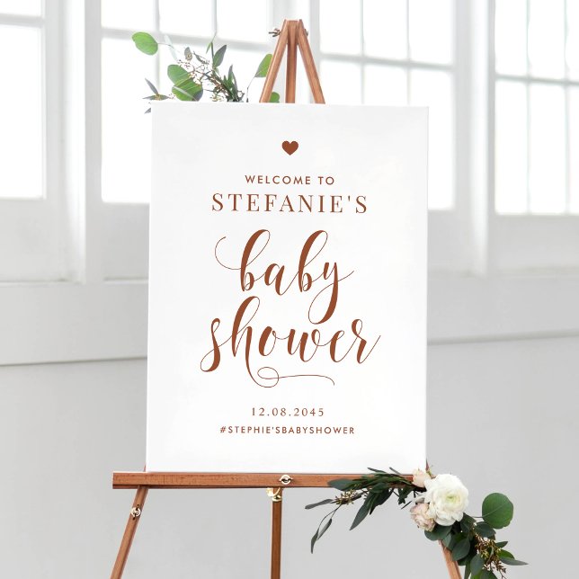 Poster Terracotta Bold Script Baby shower Bienvenue (Créateur téléchargé)