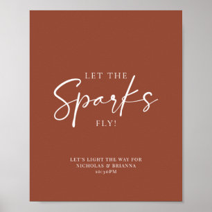 Poster Terracotta Brûlé Orange Mariage Sparkler Envoyer