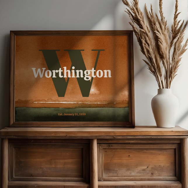 Poster Terracotta Custom Last Name Print Sage Green Art (Créateur téléchargé)