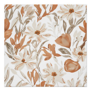 Poster Terracotta Fleur sauvage Russe Boho Mur Art
