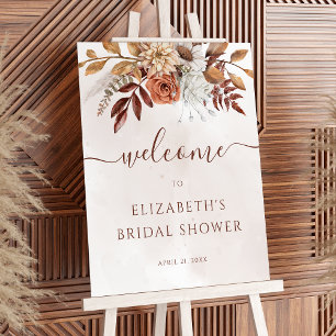 Poster Terracotta Floral Boho Automne Bienvenue Mariage