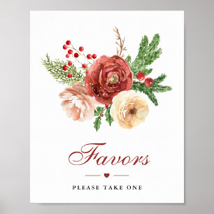 Poster Terracotta Foliage Floral Mariage d'hiver Faveurs
