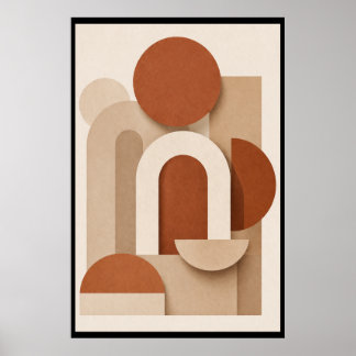 Poster Terracotta Géométrique Minimaliste