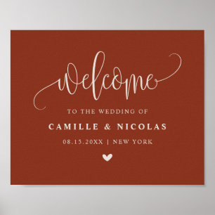 Poster Terracotta Jolie Calligraphie Mariage Bienvenue