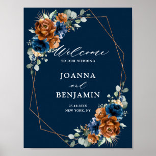 Poster Terracotta Marine Bleu Vert Mariage Welcome Post