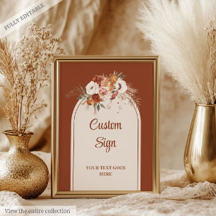 Poster Terracotta moderne Pampas Sage Boho Floral Custom