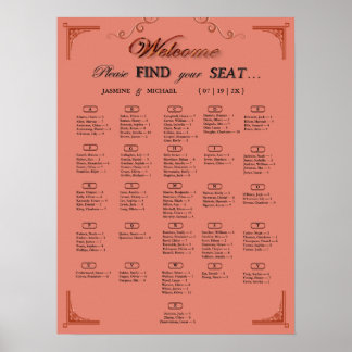Poster Terracotta Rust Alphabetical Wedding Seating Chart