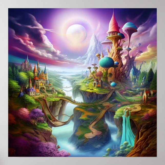 Poster Terrain d'imaginaire coloré (Devant)