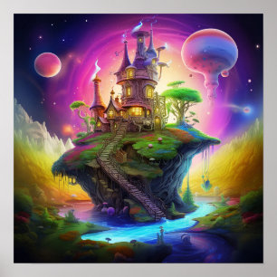 Poster Terrain d'imaginaire coloré