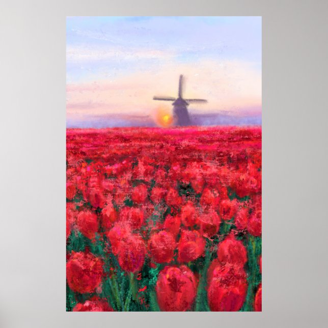 Poster Terrain Tulips - Paysage - Printemps aux Pays-Bas (Devant)
