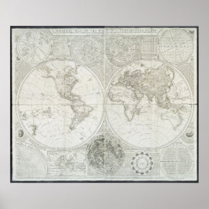 Poster Terraquate Globe de Samuel Dunn   1787