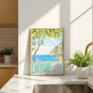 Poster Terrasse de limonade au citronnier Scène de mer et