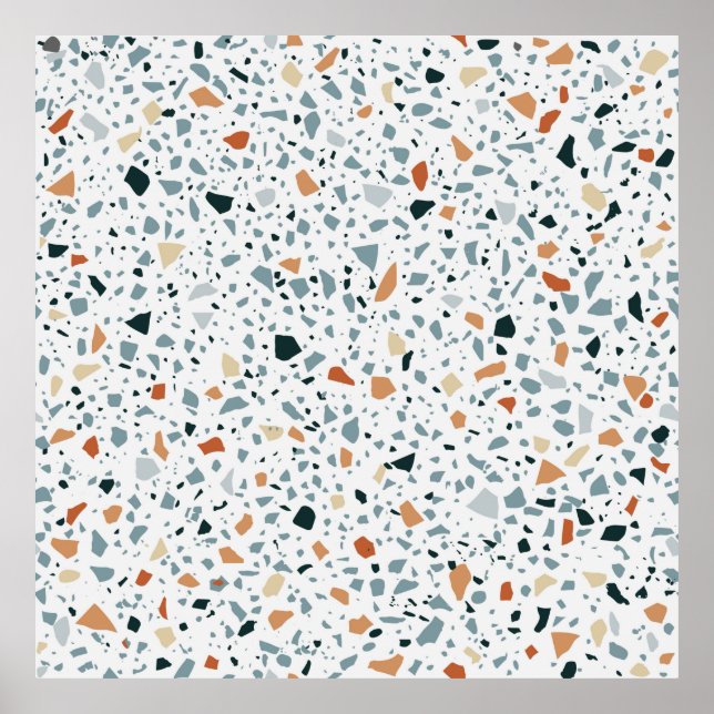 Poster Terrazzo sol marbre sans soudure patter artisanal (Devant)