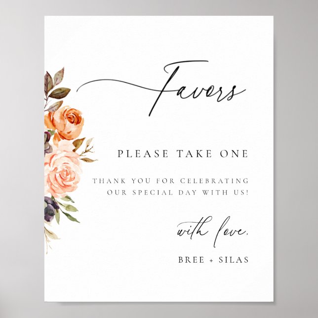 Poster Terre Automne Floral Mariage Faveur (Devant)
