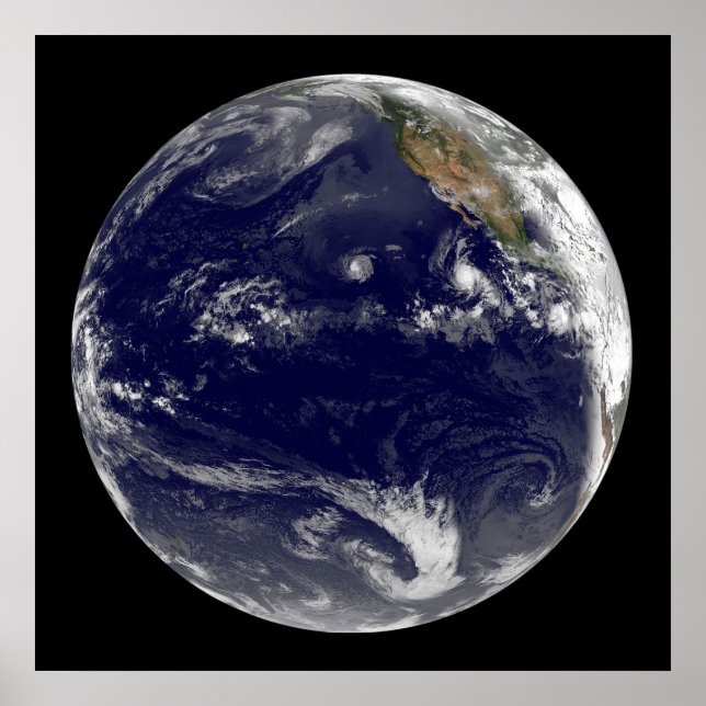 Poster Terre Avec Trois Cyclones Tropicaux Dans Le Pacifi (Devant)