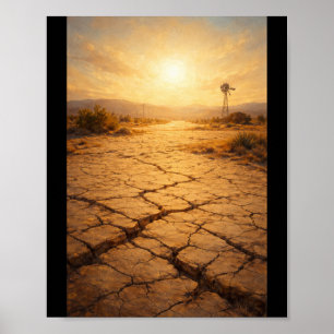 Poster Terre craquelée sous un soleil intense