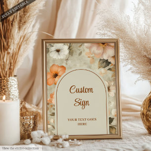 Poster Terre Cuite Rustique Fleurs d'Ivoire Bienvenue Per