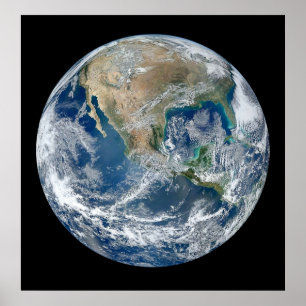 Poster TERRE DE LA PLANÈTE SPATIALE Marbre Bleu 2012 Comp