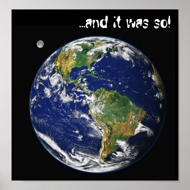 Poster Terre de marbre bleu Nasa, ...et c'était ainsi ! A (Devant)