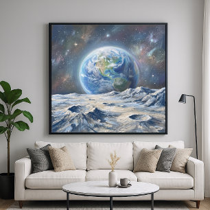 Poster Terre depuis la Lune - Peinture de style impressio