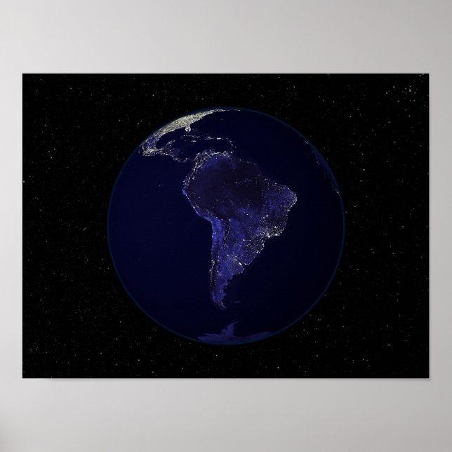 Poster Terre entière la nuit montrant les lumières de la  (Devant)