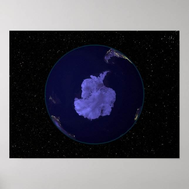 Poster Terre entière la nuit montrant les lumières de la  (Devant)
