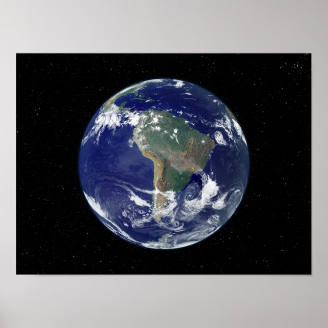 Poster Terre entièrement éclairée centrée sur l'Amérique  (Devant)