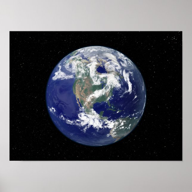 Poster Terre entièrement éclairée centrée sur l'Amérique  (Devant)