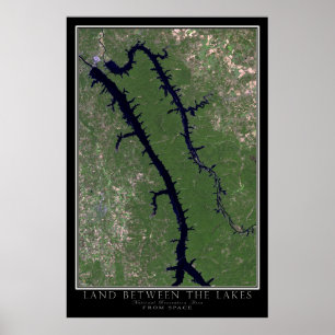 Poster Terre entre le parc national des Lacs Carte satell