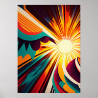 Terre futuriste et ligne de soleil Art Retro 2