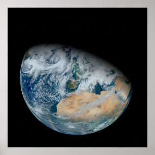 Poster Terre Montrant L'Afrique Du Nord Et L'Europe Du Su