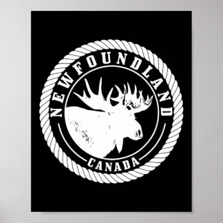 Poster Terre-Neuve Canada Orignal Vintage Randonnée Natur